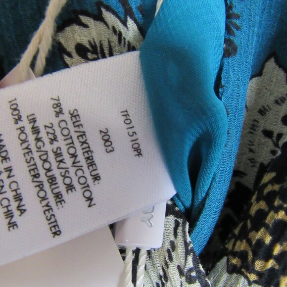 Derek Lam Silk/Cotton Dress,floral, sz.6, lined, dark turquoise - Picture 5 of 8